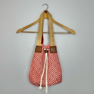 Red and Brown Geometric Tote Bag